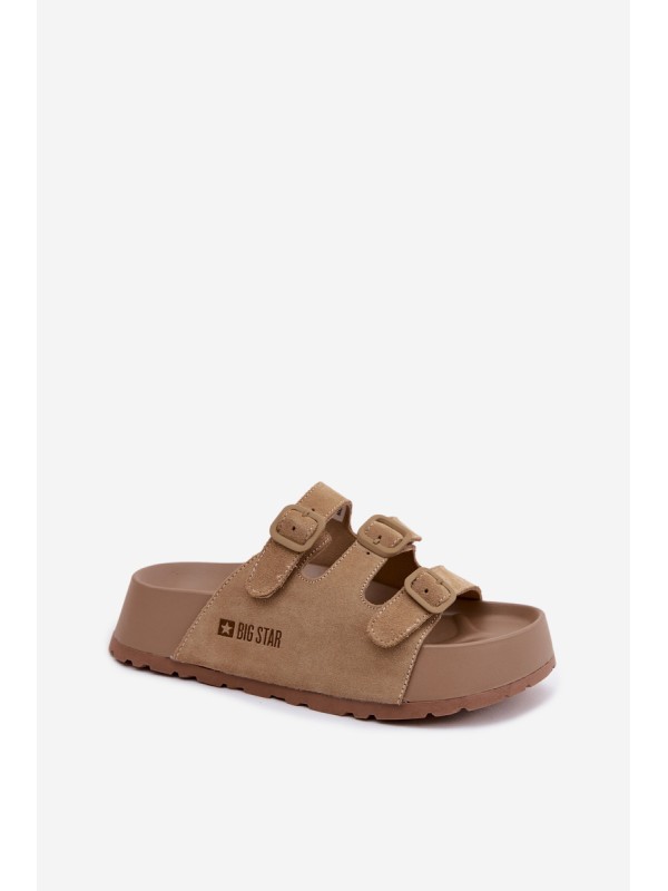 Moteriškos „Massy“ platforminės šlepetės su dirželiais „Big Star“ smėlio spalvos