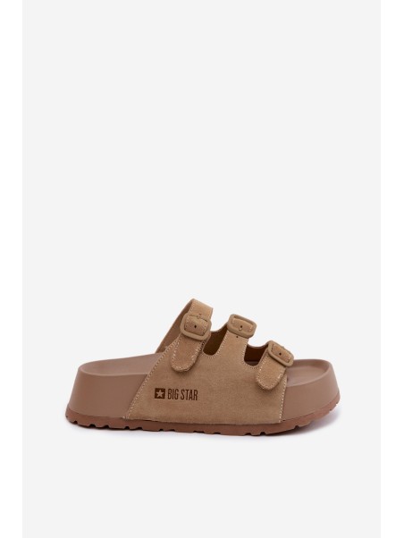 Moteriškos „Massy“ platforminės šlepetės su dirželiais „Big Star“ smėlio spalvos