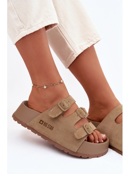 Moteriškos „Massy“ platforminės šlepetės su dirželiais „Big Star“ smėlio spalvos