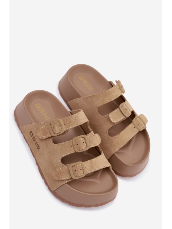 Moteriškos „Massy“ platforminės šlepetės su dirželiais „Big Star“ smėlio spalvos