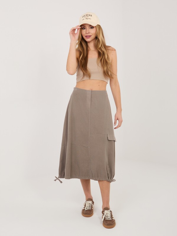 Sijonas-IT-SD-FL10158.94-tamsiai smėlio spalvos