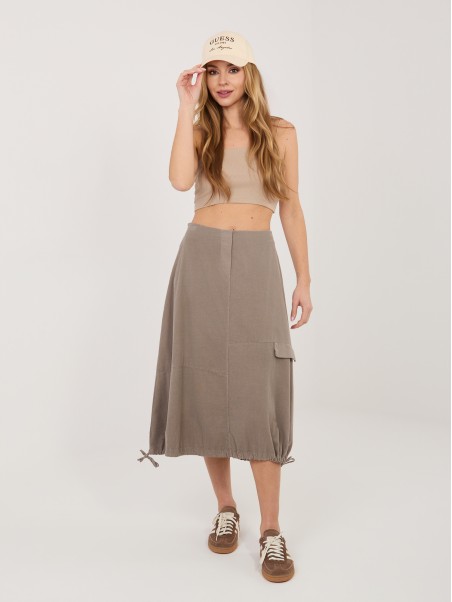 Sijonas-IT-SD-FL10158.94-tamsiai smėlio spalvos