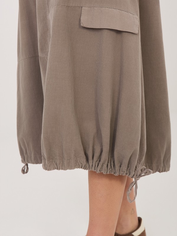 Sijonas-IT-SD-FL10158.94-tamsiai smėlio spalvos