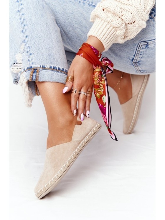 Moteriškos aksominės Espadrilles Beige Vulcano 2