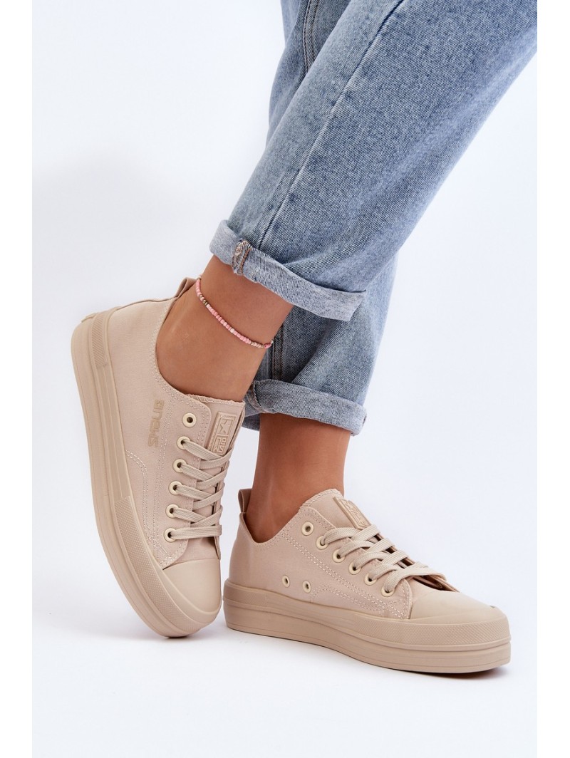 Women's Beige Fabric Sneakers Staneva