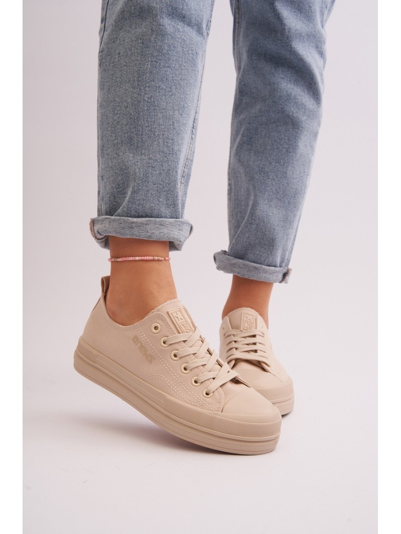 Women's Beige Fabric Sneakers Staneva