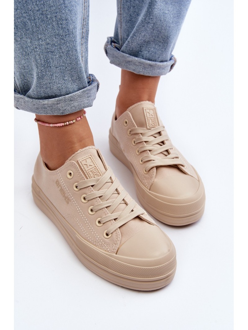 Women's Beige Fabric Sneakers Staneva
