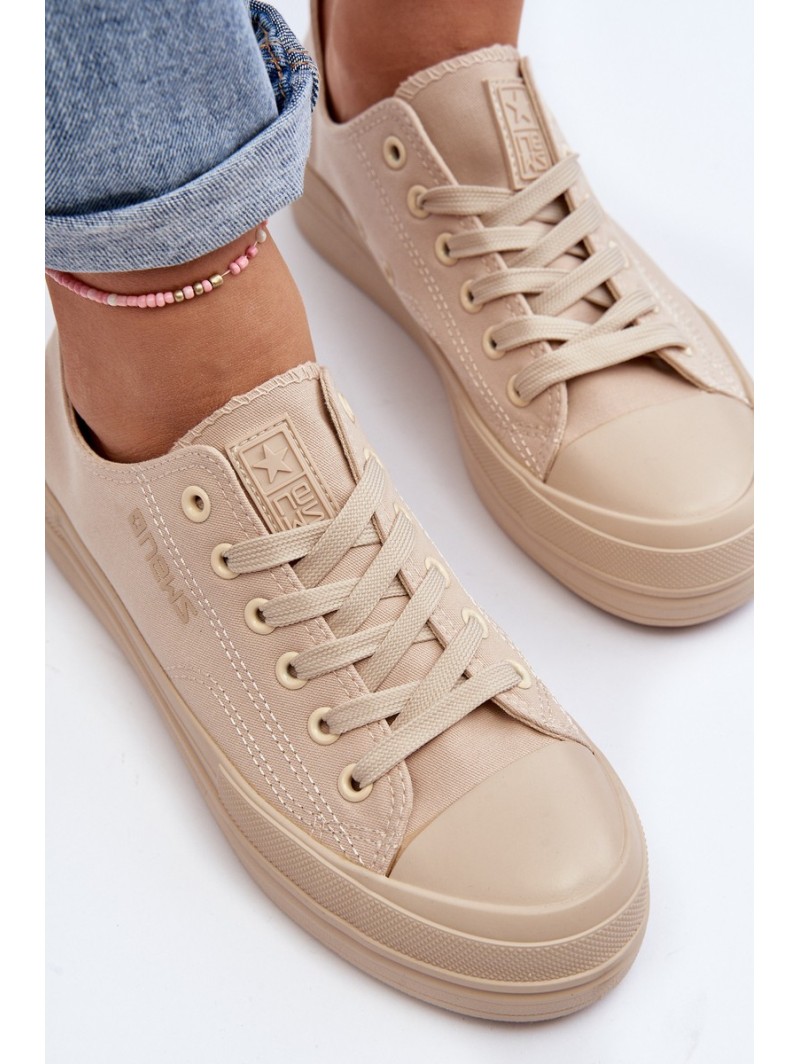 Women's Beige Fabric Sneakers Staneva