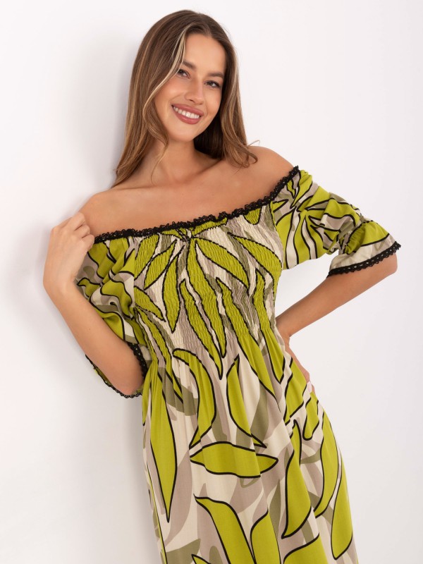 Suknelė-LK-SK-510095.89-chaki spalvos