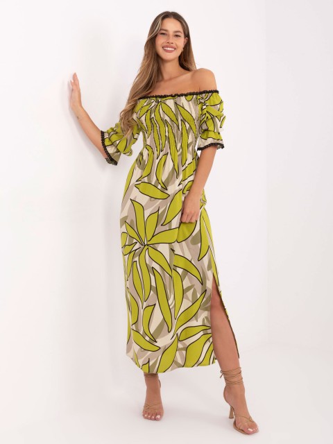 Suknelė-LK-SK-510095.89-chaki spalvos 2