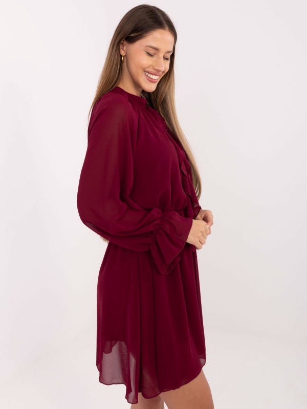Suknelė-MI-SK-A1554.26-bordo spalvos