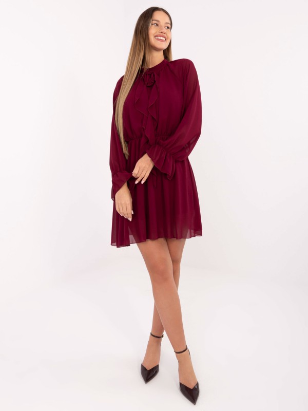 Suknelė-MI-SK-A1554.26-bordo spalvos