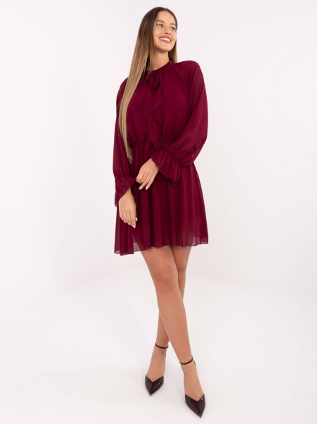 Suknelė-MI-SK-A1554.26-bordo spalvos