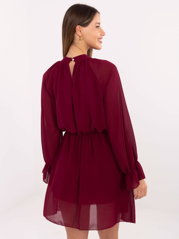 Suknelė-MI-SK-A1554.26-bordo spalvos