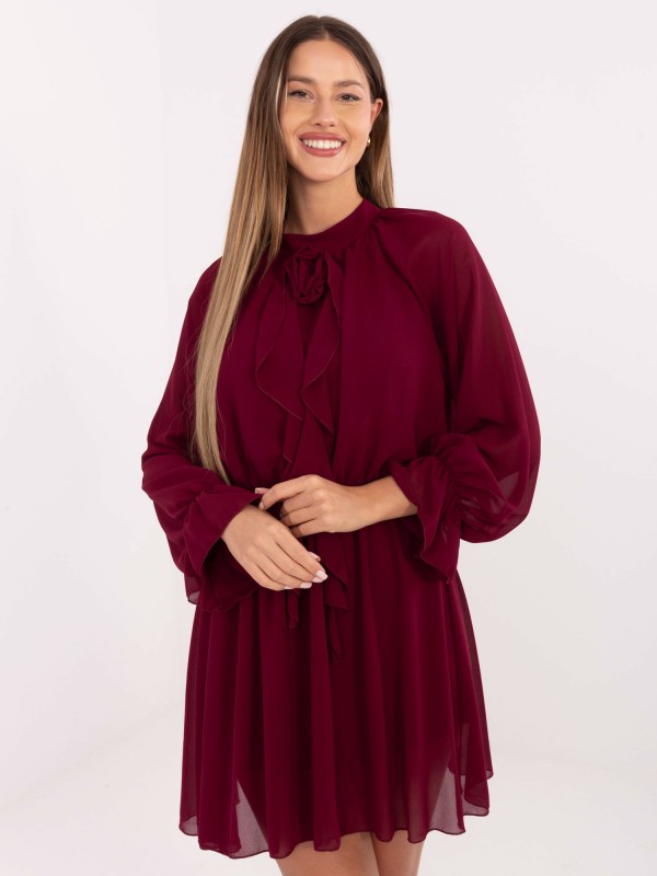 Suknelė-MI-SK-A1554.26-bordo spalvos