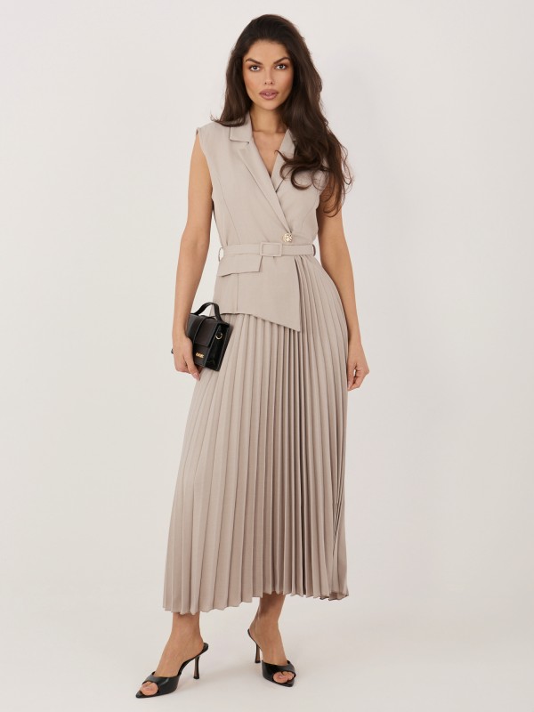 Suknelė-IT-SK-21558.86-tamsiai smėlio spalvos