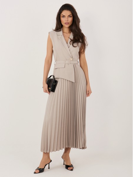Suknelė-IT-SK-21558.86-tamsiai smėlio spalvos