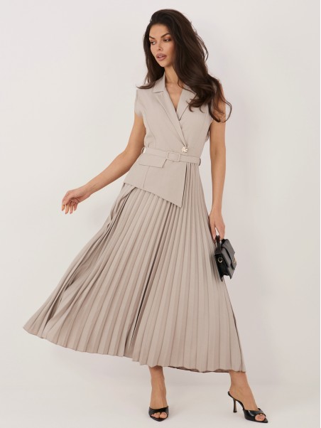 Suknelė-IT-SK-21558.86-tamsiai smėlio spalvos