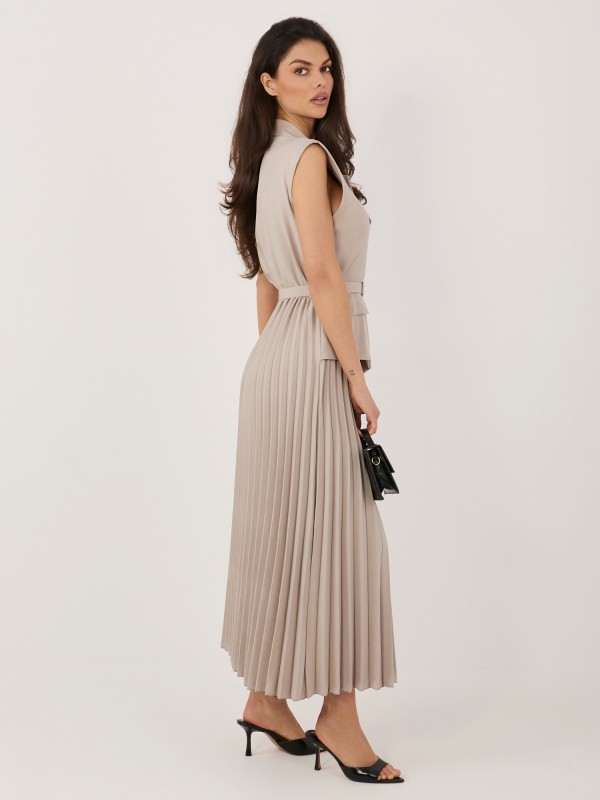 Suknelė-IT-SK-21558.86-tamsiai smėlio spalvos