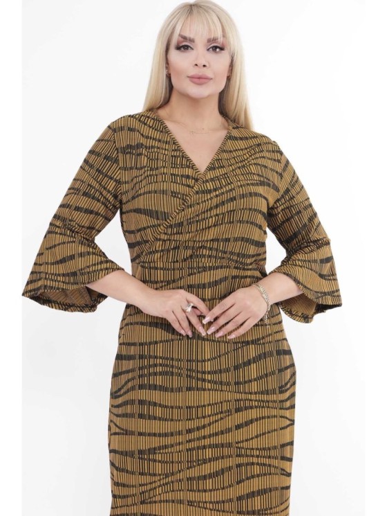 Raštuota geltona suknelė 2
