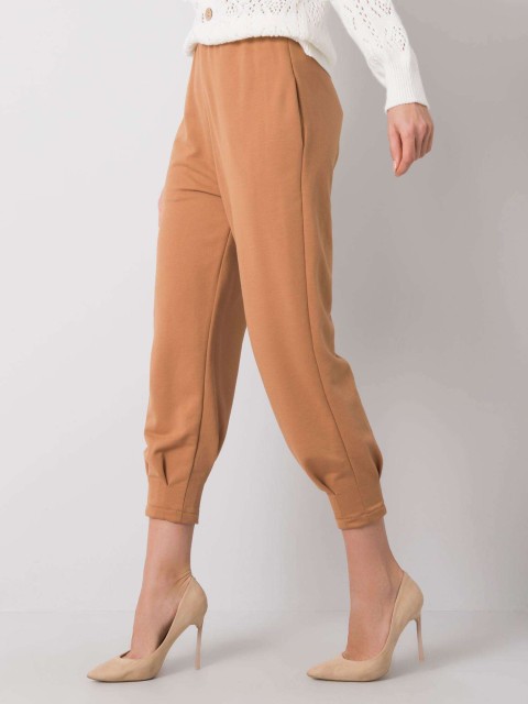 Spodnie dresowe-217-DR-25676.78P-camelowy 2