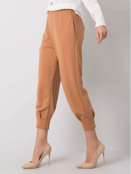 Spodnie dresowe-217-DR-25676.78P-camelowy