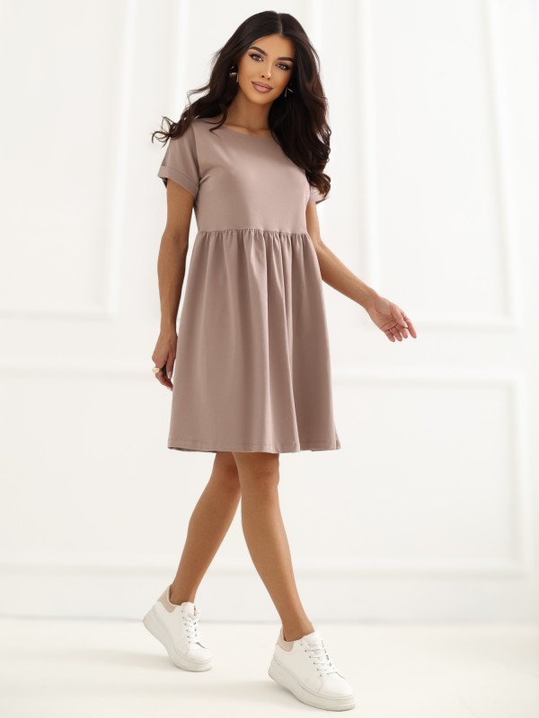 Sukienka-RV-SK-5672.03P-ciemny bezowy