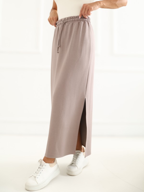 Spódnica-LK-SD-510263.16-ciemny bezowy