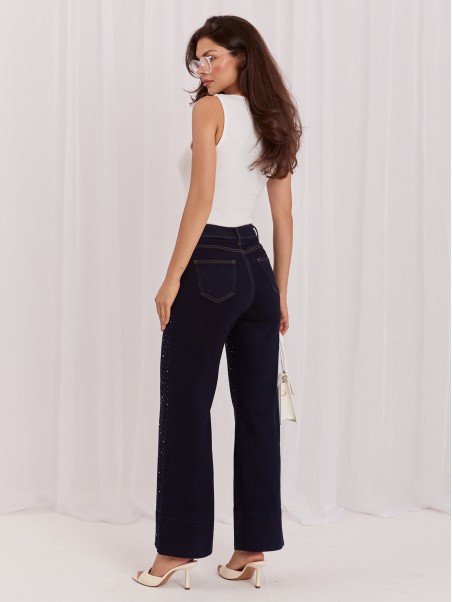 Spodnie jeans-IR-SP-K877-1.14-granatowy