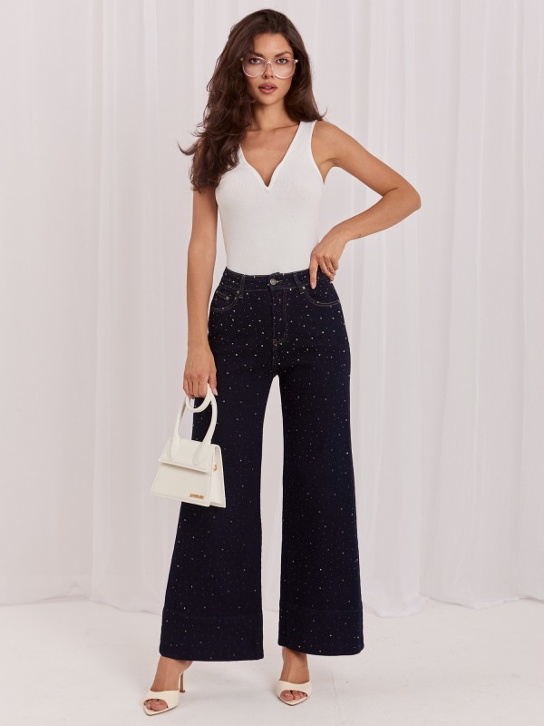 Spodnie jeans-IR-SP-K877-1.14-granatowy