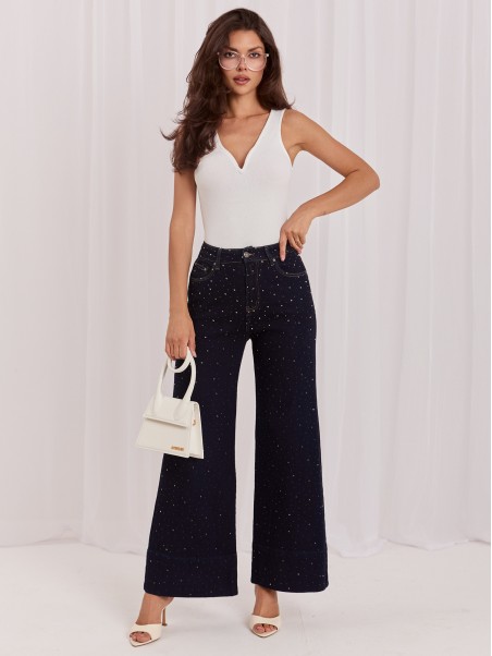 Spodnie jeans-IR-SP-K877-1.14-granatowy