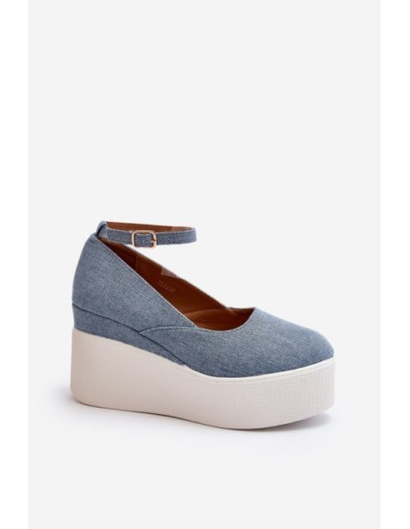 Women's Denim Wedge Espadrilles Blue Malla