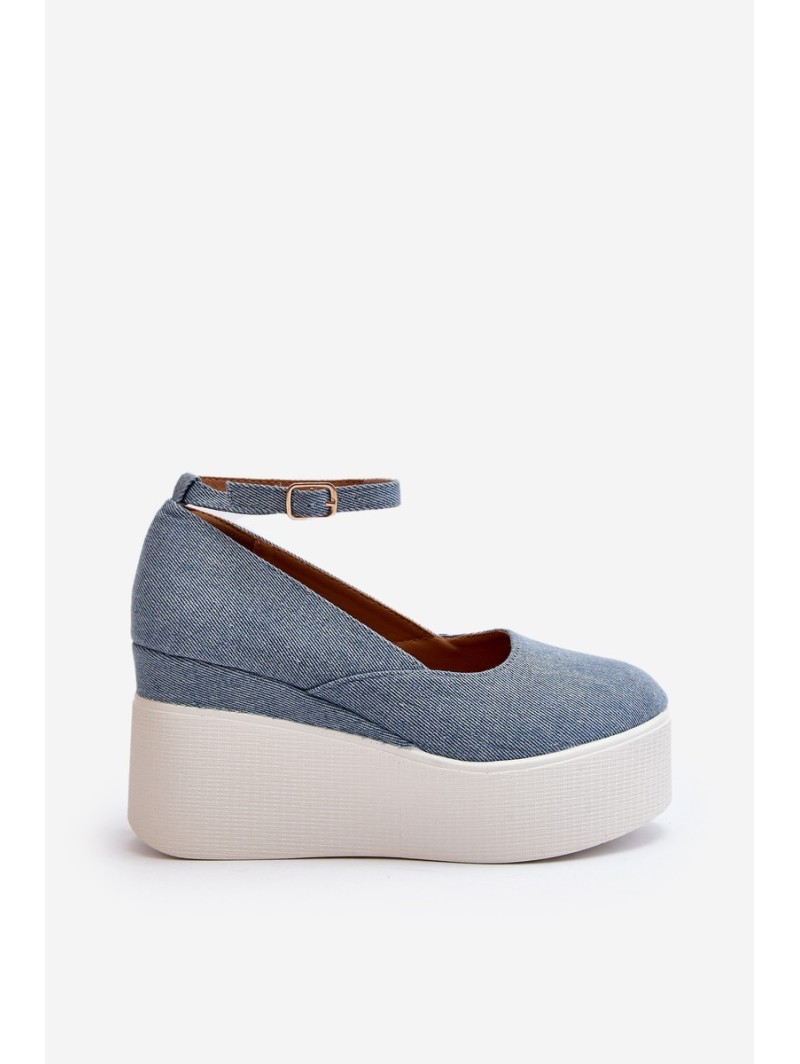 Women's Denim Wedge Espadrilles Blue Malla