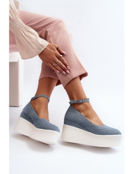 Women's Denim Wedge Espadrilles Blue Malla