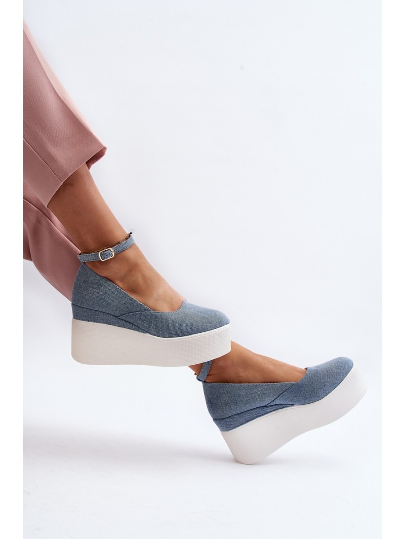 Women's Denim Wedge Espadrilles Blue Malla