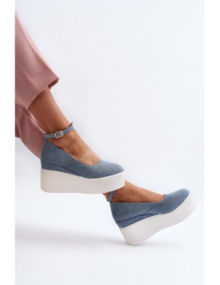 Women's Denim Wedge Espadrilles Blue Malla