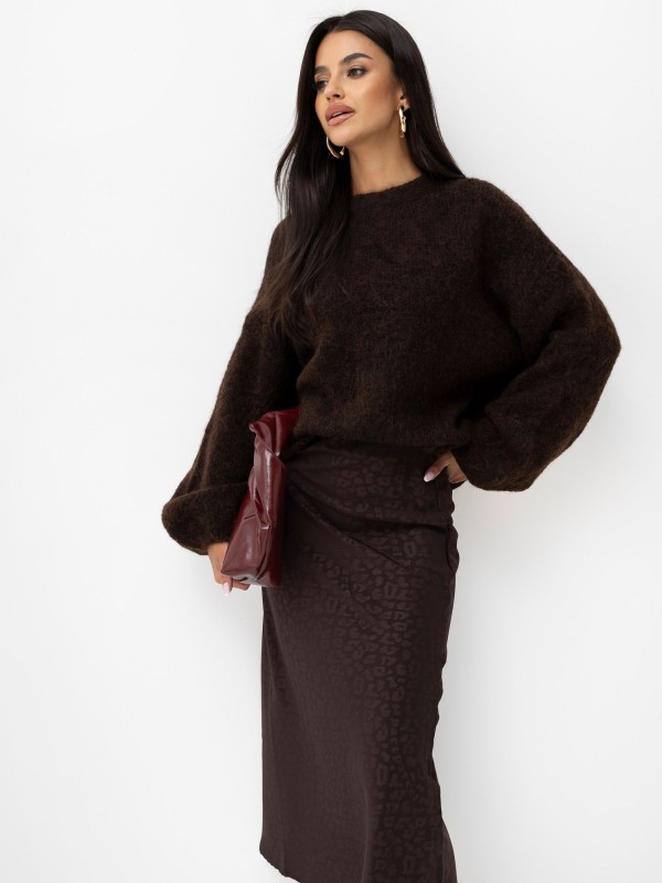 Sweter-PM-SW-F548.77-ciemny brązowy