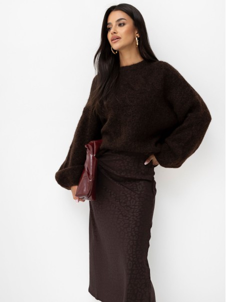 Sweter-PM-SW-F548.77-ciemny brązowy