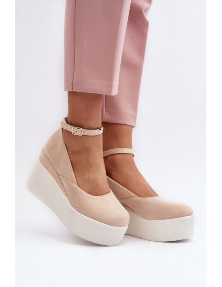 Women's Wedge Espadrilles in Light Beige Malla