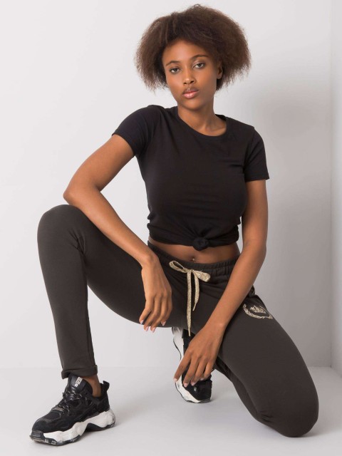 Spodnie dresowe-RV-DR-6450.17-ciemny khaki 2