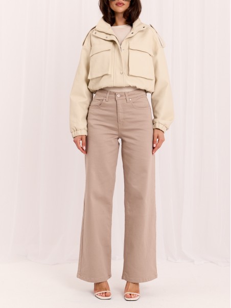 Spodnie jeans-D60140BA62672A1-ciemny bezowy