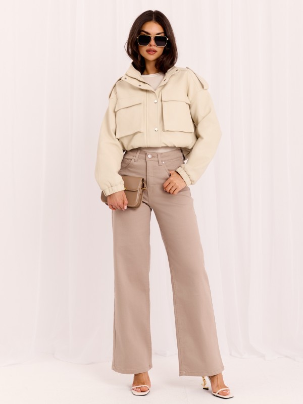 Spodnie jeans-D60140BA62672A1-ciemny bezowy