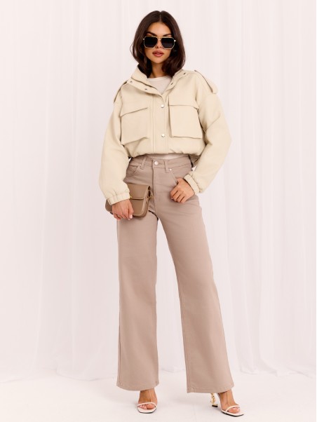 Spodnie jeans-D60140BA62672A1-ciemny bezowy