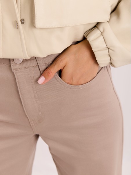 Spodnie jeans-D60140BA62672A1-ciemny bezowy