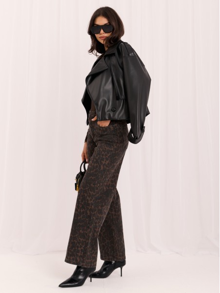 Spodnie jeans-D60141BA62672A-ciemny brązowy
