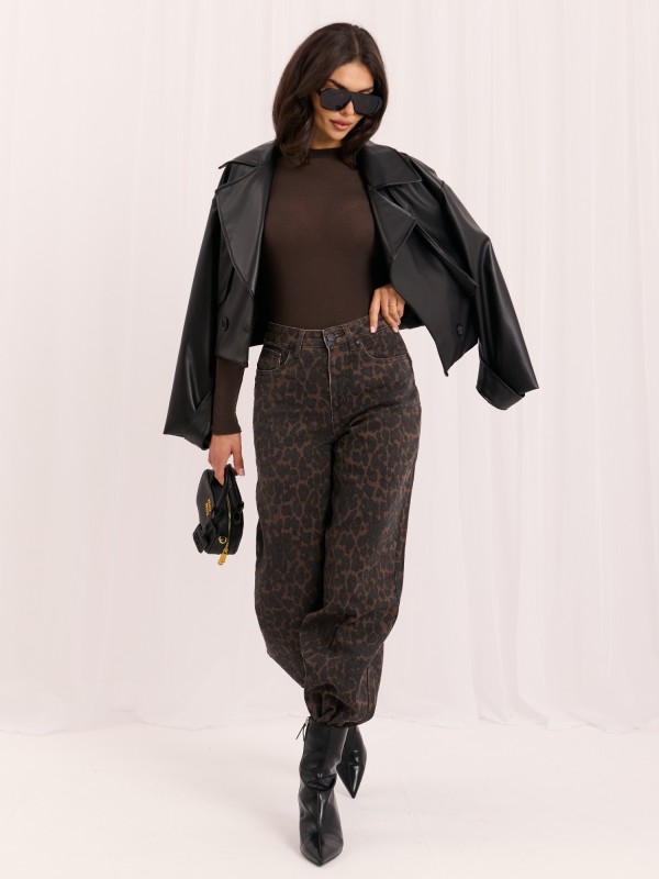 Spodnie jeans-D60141BA62672A-ciemny brązowy