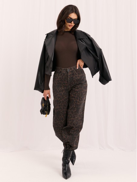 Spodnie jeans-D60141BA62672A-ciemny brązowy