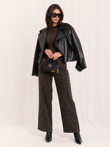 Spodnie jeans-D60141BA62672A-ciemny brązowy