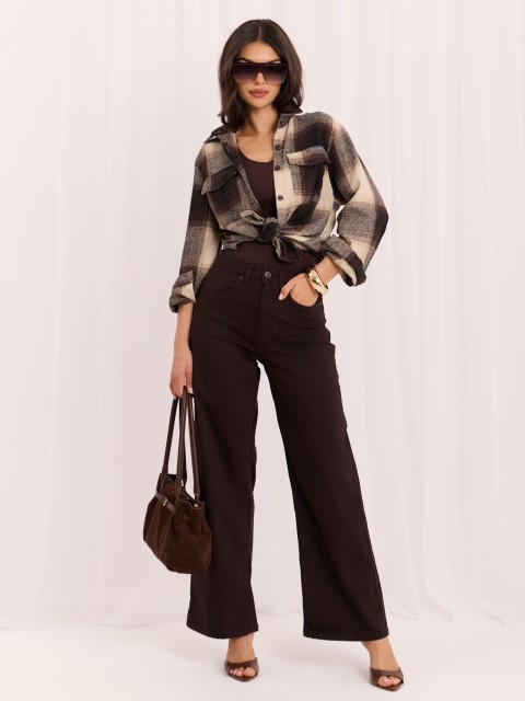 Spodnie jeans-D60140BA62672A2-ciemny brązowy