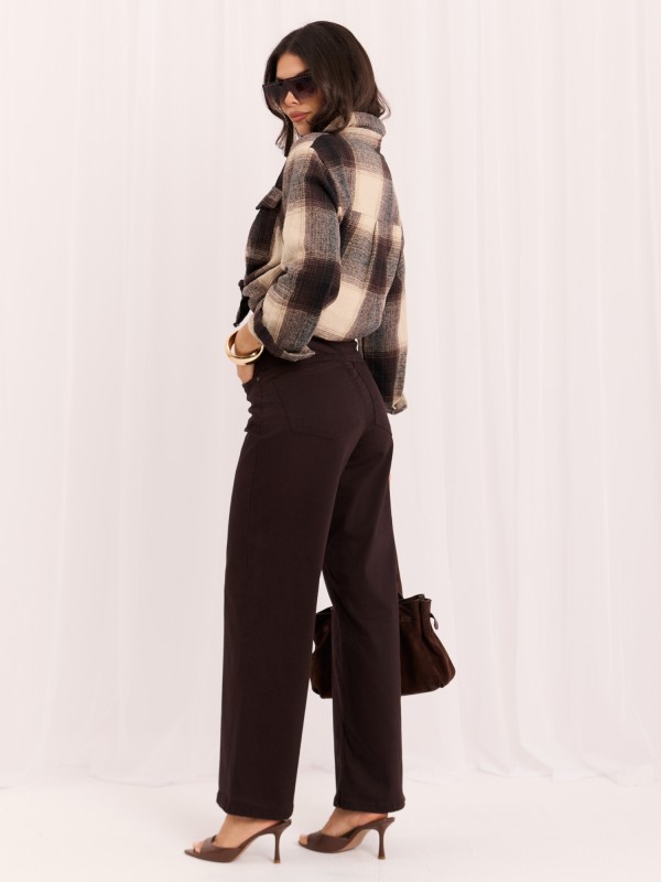 Spodnie jeans-D60140BA62672A2-ciemny brązowy